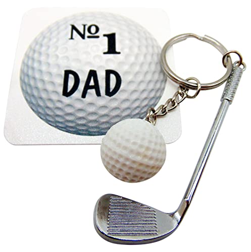 Westmon Works Golf Club Keychain Best Dad by Par Metal Key Ring for Golfer Daddy with Card for His Birthday orFathers Day