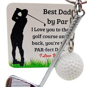 Westmon Works Golf Club Keychain Best Dad by Par Metal Key Ring for Golfer Daddy with Card for His Birthday orFathers Day