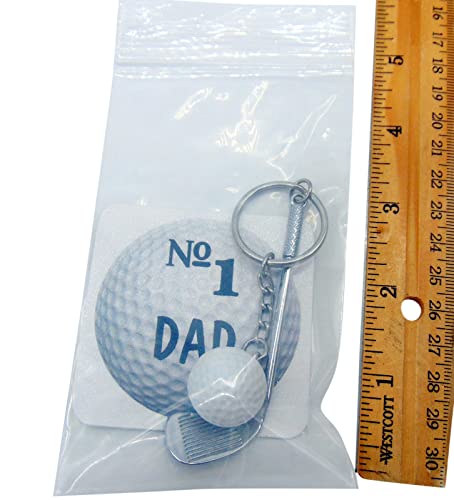 Westmon Works Golf Club Keychain Best Dad by Par Metal Key Ring for Golfer Daddy with Card for His Birthday orFathers Day