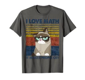 i love math it makes people cry cat vintage retro t-shirt