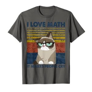 I Love Math It Makes People Cry Cat Vintage Retro T-Shirt