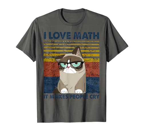 I Love Math It Makes People Cry Cat Vintage Retro T-Shirt