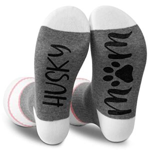 husky mom socks (1 pair), dog mom socks, dog lover gift, casual novelty christmas mom birthday gifts -043