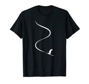 skier with tracks in deep powder snow freeride gift t-shirt