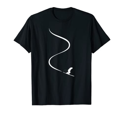 Skier with tracks in deep powder snow freeride gift T-Shirt