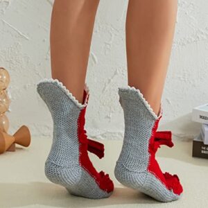 Unisex Knit Funny Animal Crocodile Socks Wool Warm Novelty Shark Floor Socks Winter 3D Chameleon Thick Knit Socks (Red Dragon, One Size)