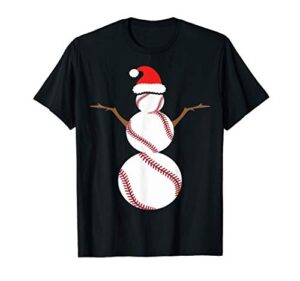 baseball snowman cute christmas t-shirt