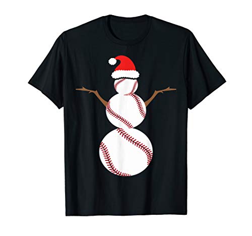 Baseball Snowman Cute Christmas T-Shirt