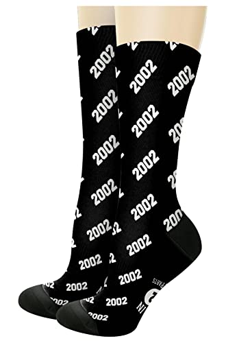 ThisWear 21st Birthday Socks For Men Made In 2002 1-Pair Novelty Socks Charcoal