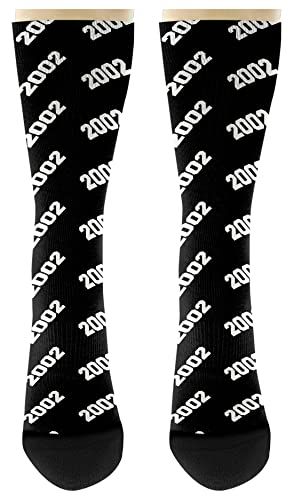 ThisWear 21st Birthday Socks For Men Made In 2002 1-Pair Novelty Socks Charcoal