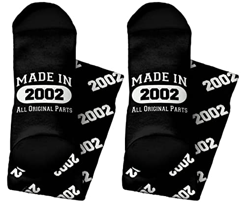 ThisWear 21st Birthday Socks For Men Made In 2002 1-Pair Novelty Socks Charcoal