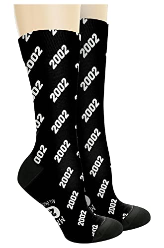 ThisWear 21st Birthday Socks For Men Made In 2002 1-Pair Novelty Socks Charcoal