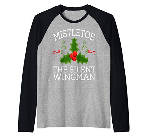 Christmas Mistletoe Wingman Funny Raglan Baseball Tee