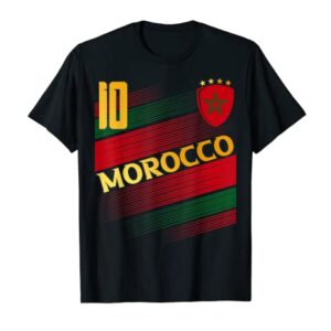 Morocco Soccer Moroccan Flag Football Retro 10 Jersey T-Shirt