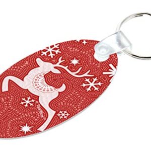 Stocking Stuffer Keychain Winter Holiday Reindeer Theme 2-Pack Aluminum Oval Keychain