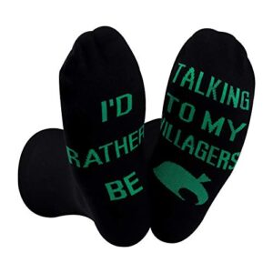 2pairs inspired gamer socks i’d rather be taking to my villagers series socks (taking to my villagers)