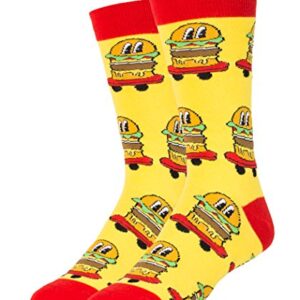 Oooh Yeah Men's Luxury Combed Cotton Crew Socks Burgers on Wheels