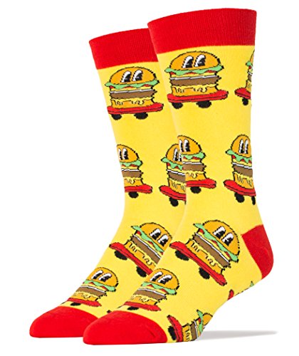 Oooh Yeah Men's Luxury Combed Cotton Crew Socks Burgers on Wheels