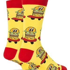 Oooh Yeah Men's Luxury Combed Cotton Crew Socks Burgers on Wheels