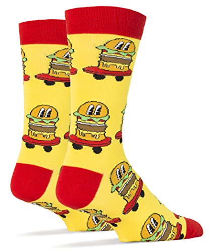 Oooh Yeah Men's Luxury Combed Cotton Crew Socks Burgers on Wheels