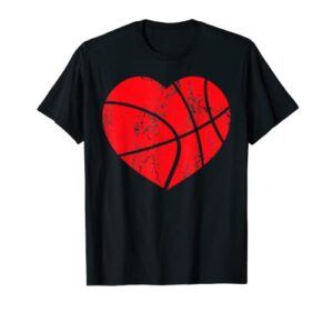 basketball heart love valentines day sport player coach kids t-shirt