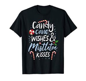 candy cane wishes mistletoe christmas stocking stuffer gift t-shirt