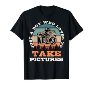 boy who loves to take pictures photographer photography t-shirt