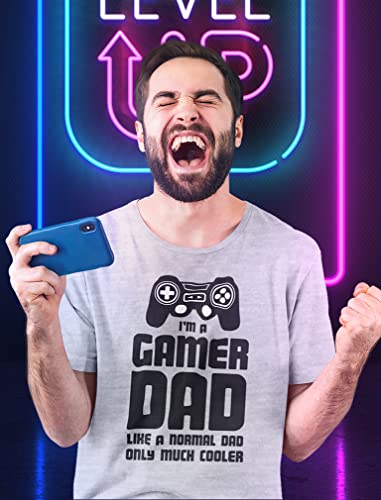 Gamer Dad Shirt Fathers Day Gaming Gifts for Men I Paused My Game T-Shirts Medium Gray