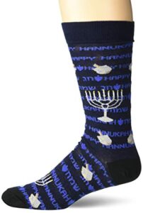 k. bell men’s musical novelty crew socks, festival of lights (navy), shoe size: 6-12