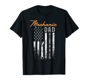 mens mechanic dad like a normal dad only cooler usa flag t-shirt