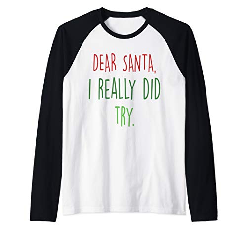 Dear Santa Funny Cute Christmas Raglan Baseball Tee