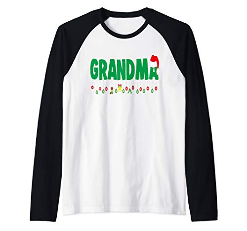 Christmas Grandma Santa Matching Family Raglan Baseball Tee