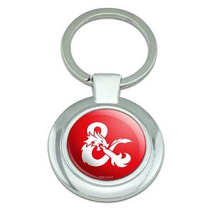 dungeons & dragons ampersand keychain classy round chrome plated metal