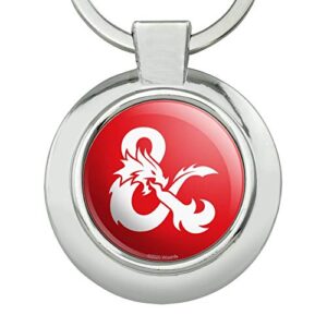 Dungeons & Dragons Ampersand Keychain Classy Round Chrome Plated Metal