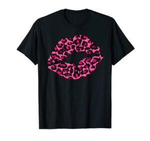 pink leopard kiss lips women special valentine gift t-shirt