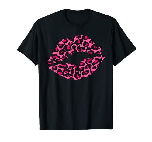 Pink Leopard Kiss Lips Women Special Valentine Gift T-Shirt