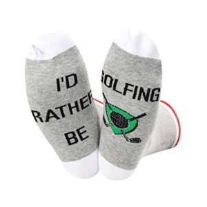 TSOTMO 2 Pairs Golfing Gift I'D Rather Be Golfing Socks For Men Golf Lovers Gift Novelty Crew Socks Gifts For Father’s Day (Golfing Grey)