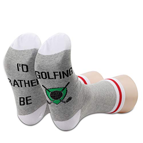 TSOTMO 2 Pairs Golfing Gift I'D Rather Be Golfing Socks For Men Golf Lovers Gift Novelty Crew Socks Gifts For Father’s Day (Golfing Grey)