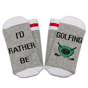 TSOTMO 2 Pairs Golfing Gift I'D Rather Be Golfing Socks For Men Golf Lovers Gift Novelty Crew Socks Gifts For Father’s Day (Golfing Grey)