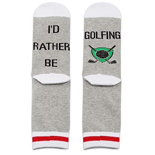 TSOTMO 2 Pairs Golfing Gift I'D Rather Be Golfing Socks For Men Golf Lovers Gift Novelty Crew Socks Gifts For Father’s Day (Golfing Grey)