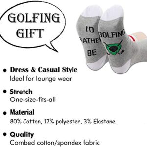 TSOTMO 2 Pairs Golfing Gift I'D Rather Be Golfing Socks For Men Golf Lovers Gift Novelty Crew Socks Gifts For Father’s Day (Golfing Grey)