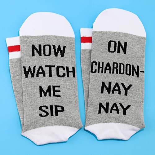 JXGZSO 2 Pairs Wine Gift Wine Lover Socks Now Watch Me Sip On Chardon-Nay Nay Socks Wine Tasting Socks Party Drinking Gift (On Chardon-Nay Nay)