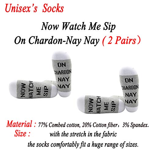 JXGZSO 2 Pairs Wine Gift Wine Lover Socks Now Watch Me Sip On Chardon-Nay Nay Socks Wine Tasting Socks Party Drinking Gift (On Chardon-Nay Nay)