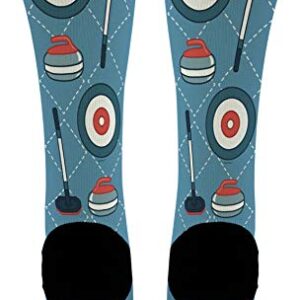 ThisWear Curling Sport Gifts Ice Curling Set of Socks Unisex Winter Olympics Socks 2-Pairs Novelty Crew Socks