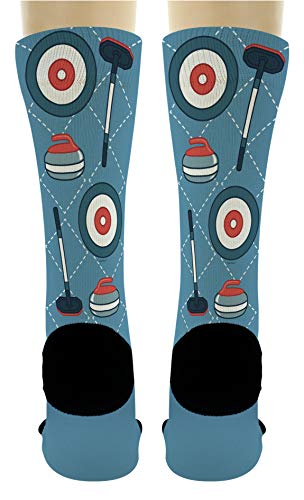 ThisWear Curling Sport Gifts Ice Curling Set of Socks Unisex Winter Olympics Socks 2-Pairs Novelty Crew Socks