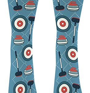 ThisWear Curling Sport Gifts Ice Curling Set of Socks Unisex Winter Olympics Socks 2-Pairs Novelty Crew Socks