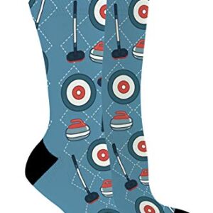 ThisWear Curling Sport Gifts Ice Curling Set of Socks Unisex Winter Olympics Socks 2-Pairs Novelty Crew Socks