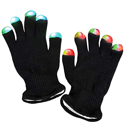 ArtCreativity Light Up Gloves for Kids and Adults, 1 Pair, LED Gloves with 6 Flashing Modes, Cool Dance Rave Accessories for Party, Warm and Comfortable Knit Yarn, Best Birthday and Holiday Gift