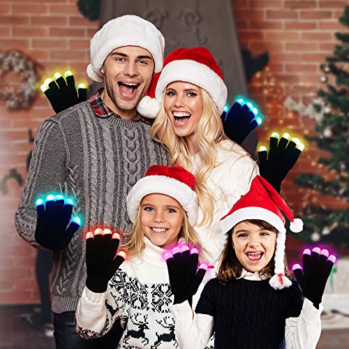 ArtCreativity Light Up Gloves for Kids and Adults, 1 Pair, LED Gloves with 6 Flashing Modes, Cool Dance Rave Accessories for Party, Warm and Comfortable Knit Yarn, Best Birthday and Holiday Gift