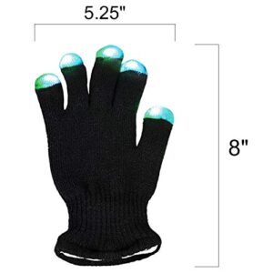 ArtCreativity Light Up Gloves for Kids and Adults, 1 Pair, LED Gloves with 6 Flashing Modes, Cool Dance Rave Accessories for Party, Warm and Comfortable Knit Yarn, Best Birthday and Holiday Gift